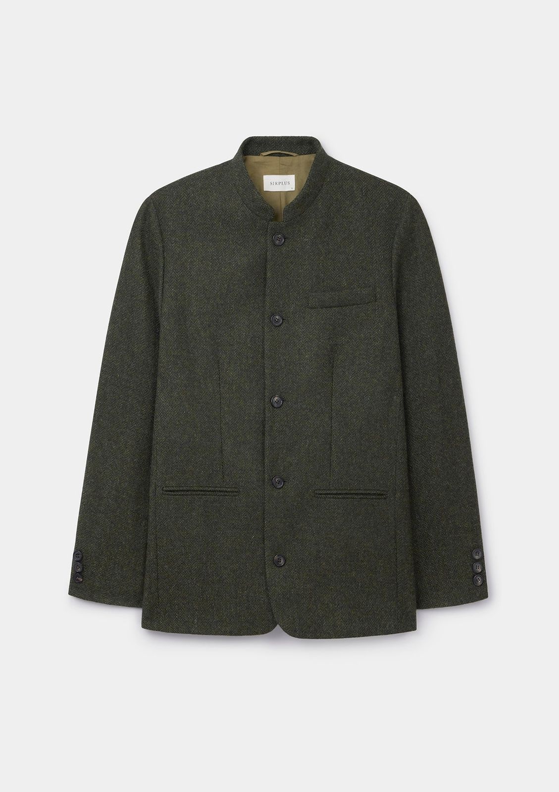 Juniper Green Herringbone Nehru Jacket