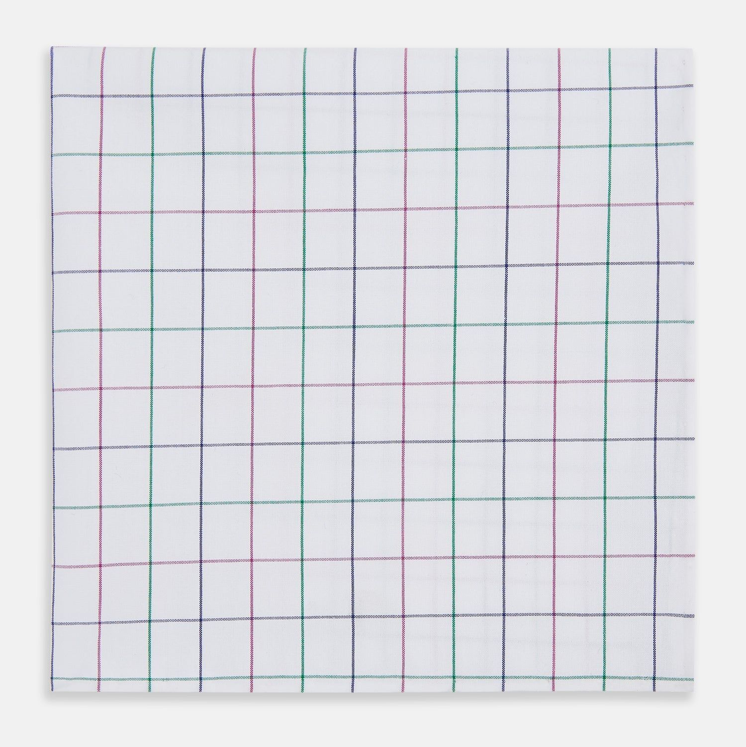 Hand Rolled Pink and Green Grid Check Handkerchief