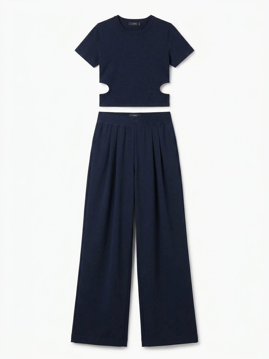 Womens Elasticated Waistband Trouser In Navy