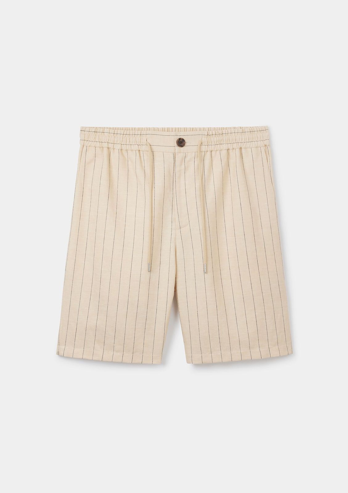 Ecru Pinstripe Drawstring Shorts