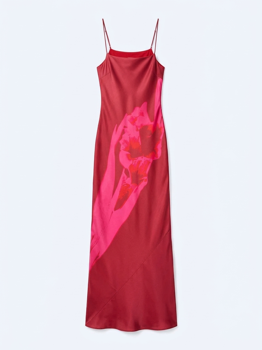 Ginny Dress In Red And Pink Floral Placement