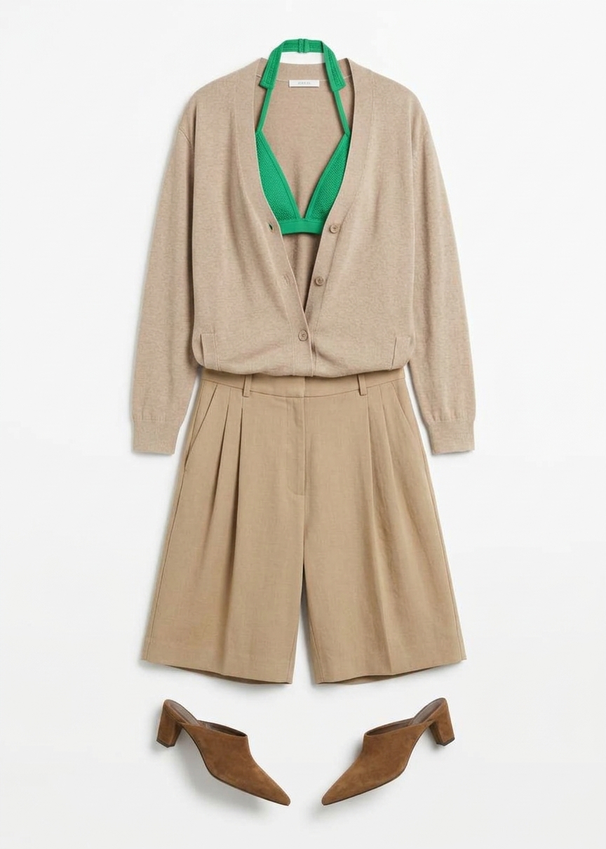 Marfa Linen Bermuda Shorts - Camel