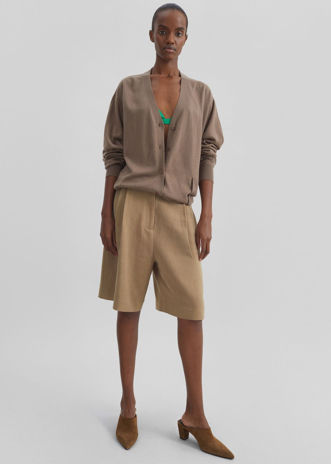 Marfa Linen Bermuda Shorts - Camel