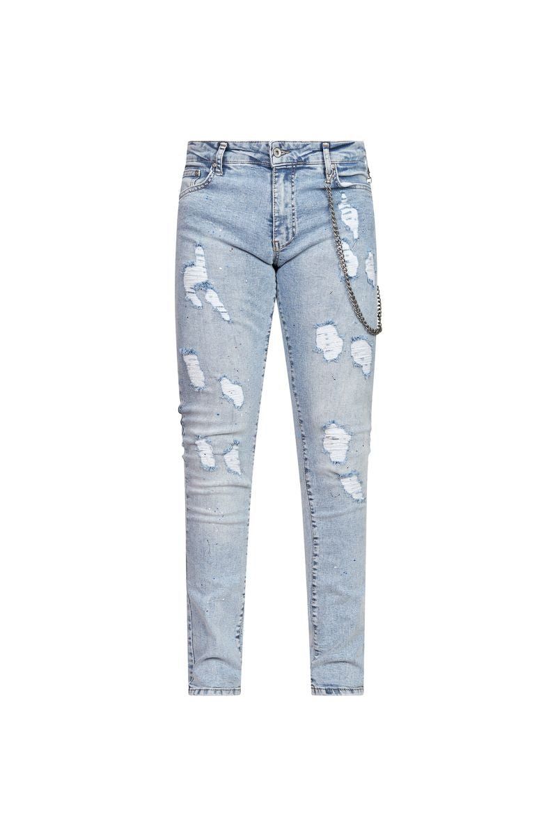 Ovy Ice Chain Distressed Stretch Denim