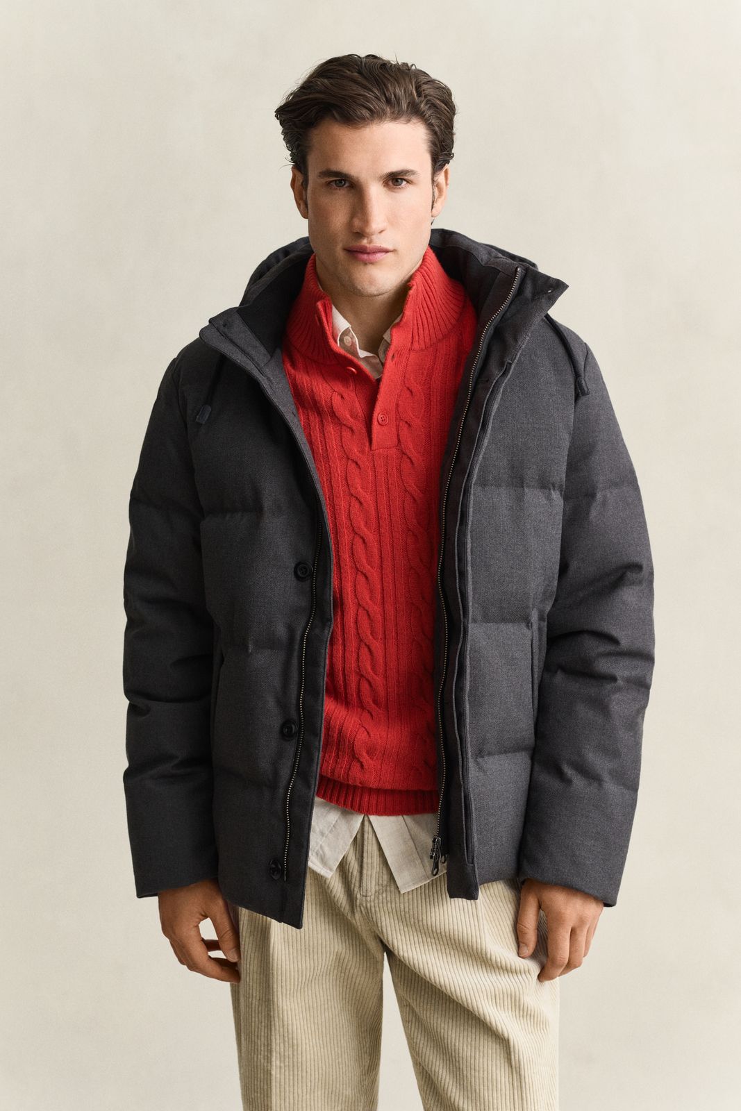 Flannel Down Jacket - EVENING BLUE