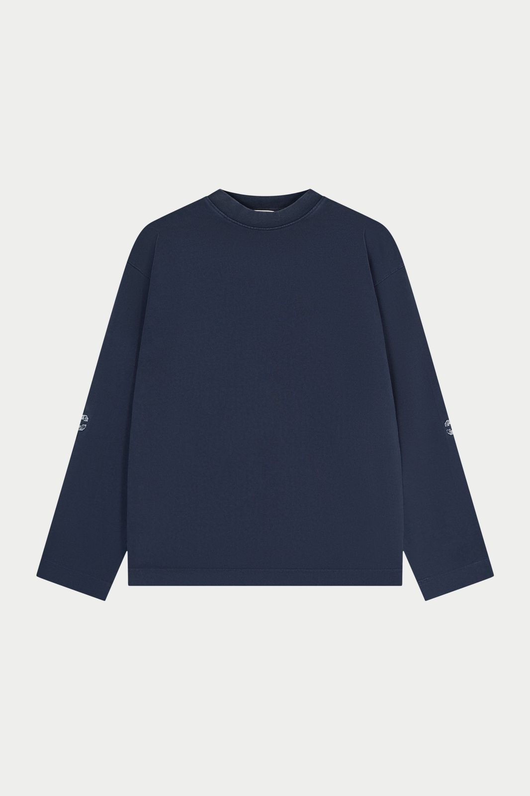 WASHED EMBLEM PRINT LONG SLEEVE T-SHIRT - NAVY