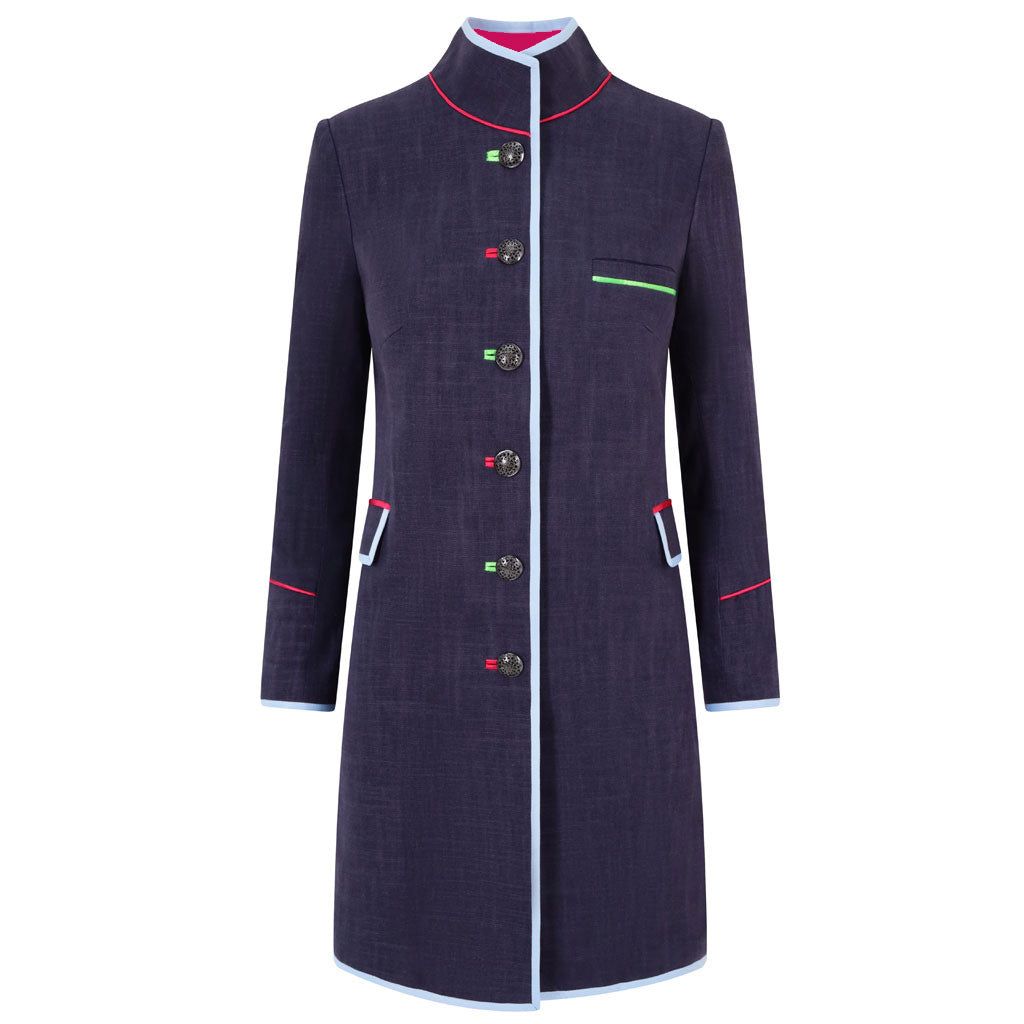 Navy/Dark Pink Linen Cavalier Jacket
