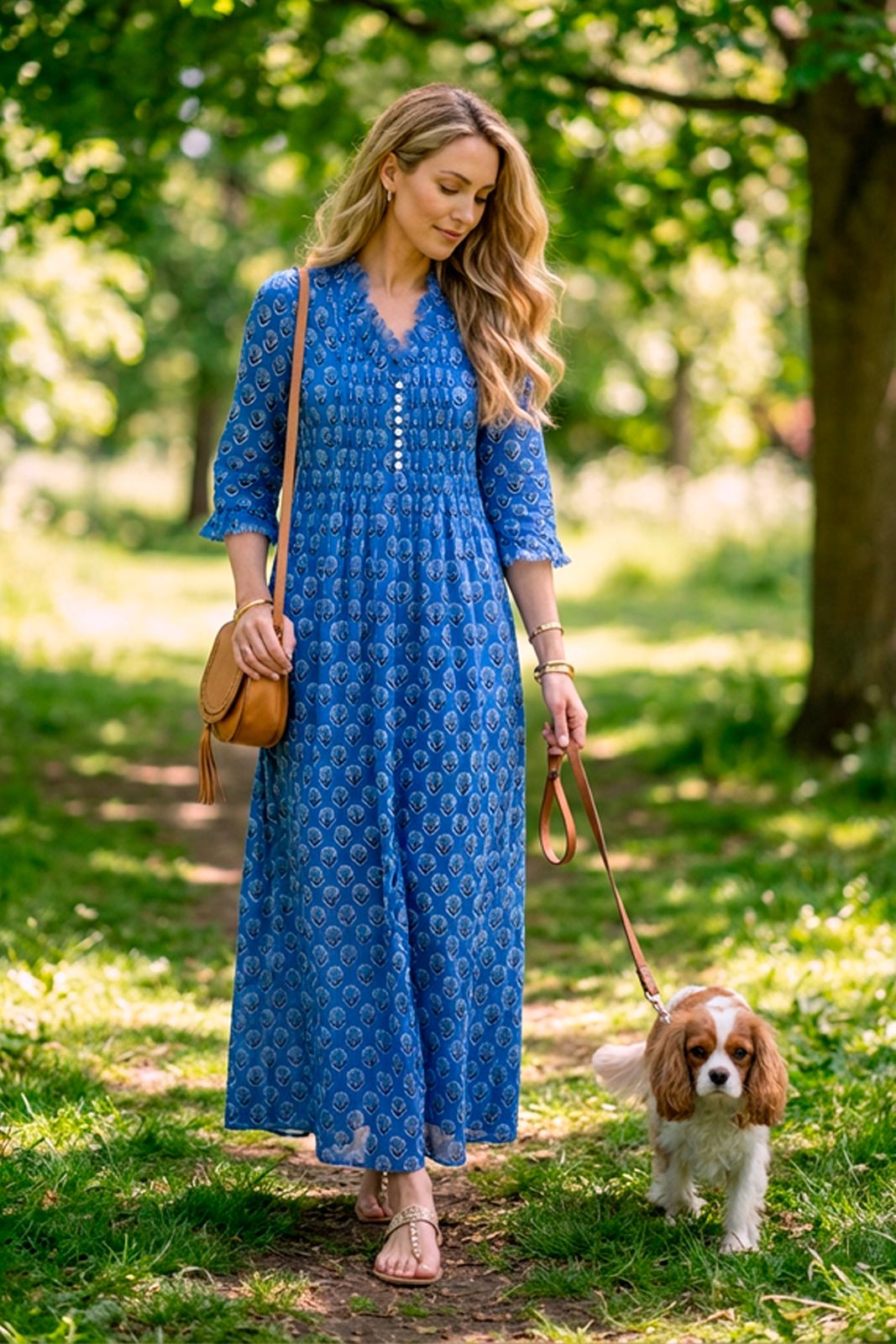 Cotton Annabel Maxi Dress in Provencal Blue