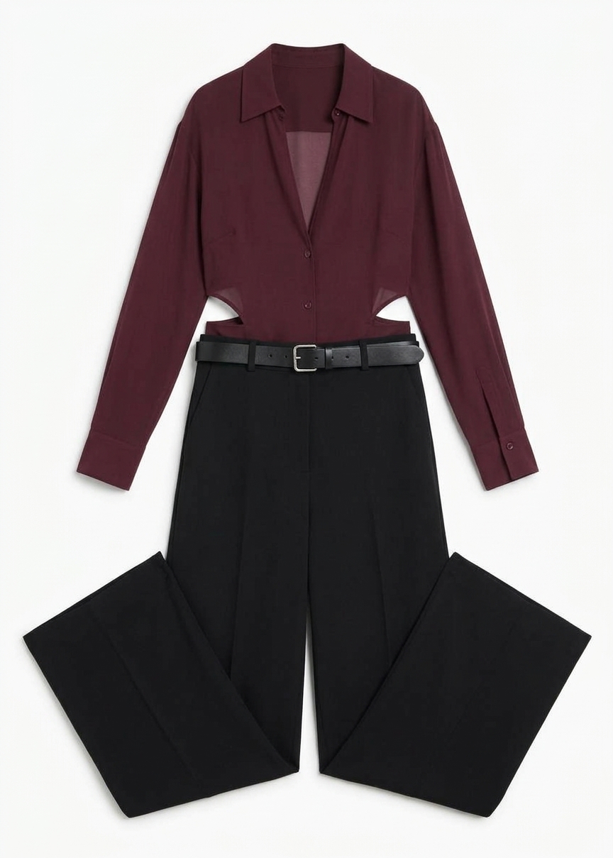 Peri Georgette Shirt - Burgundy