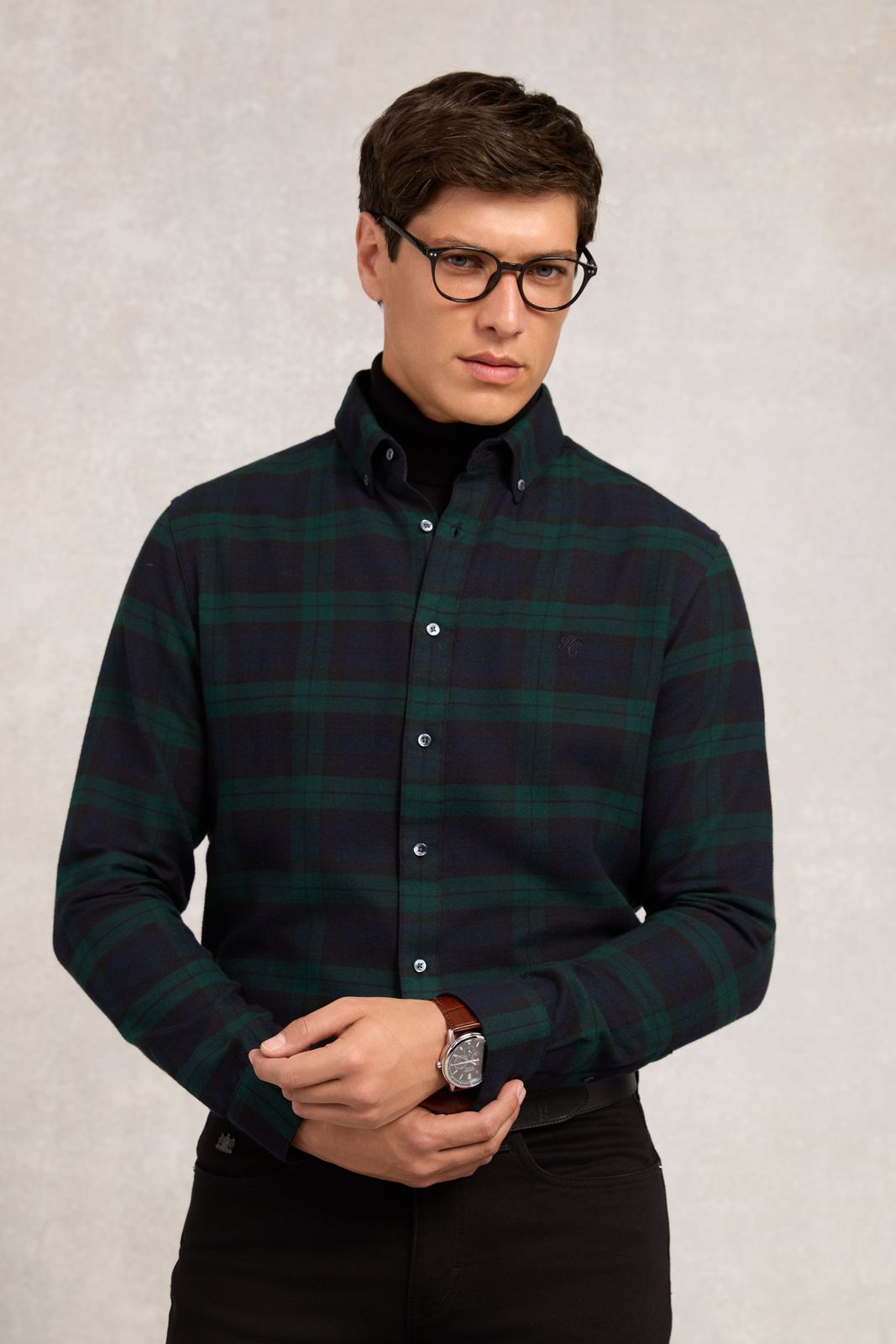 Men's Classic Fit Brushed Cotton Shirt (Blackwatch)