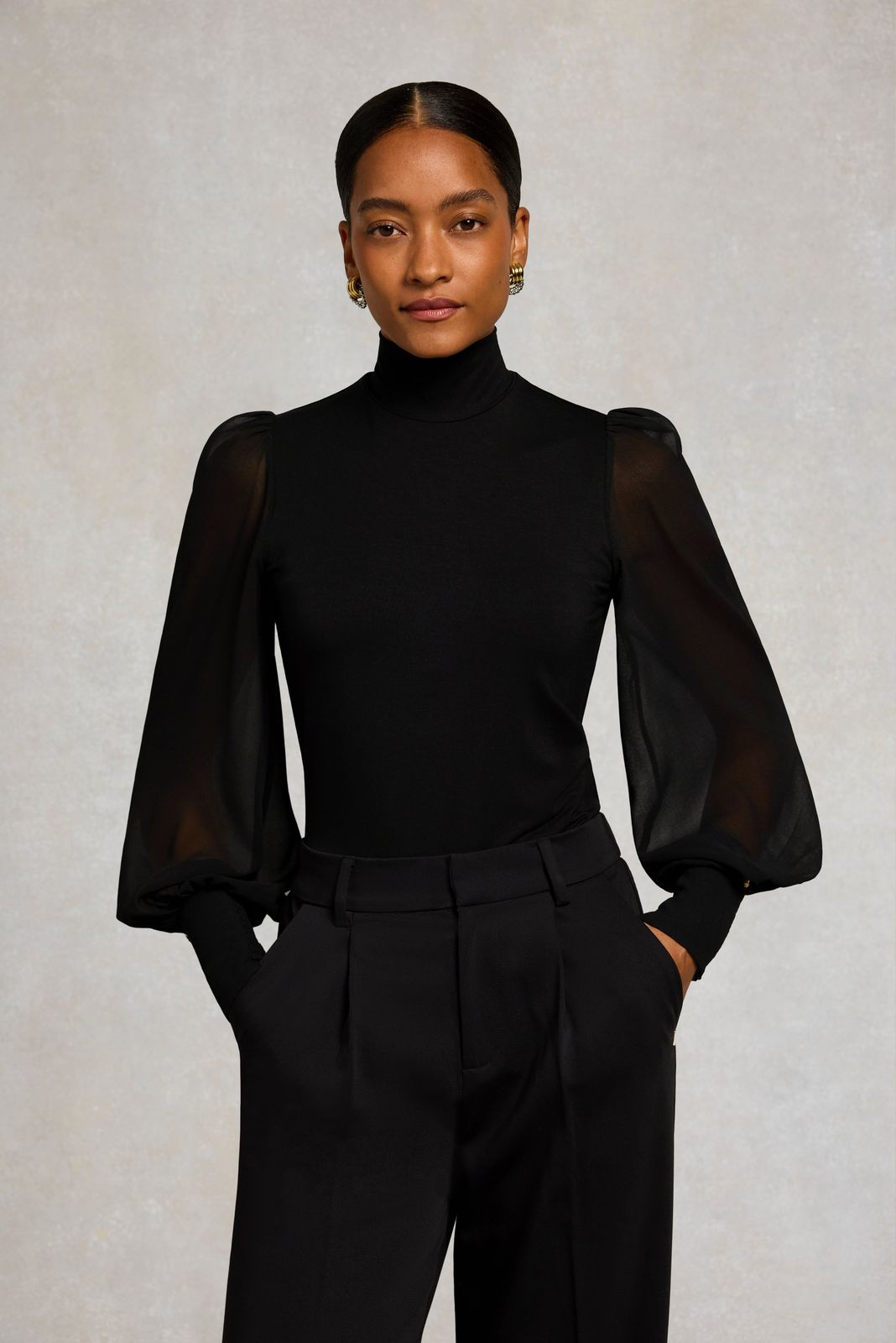 Supersoft Balloon High Neck Top (Black)