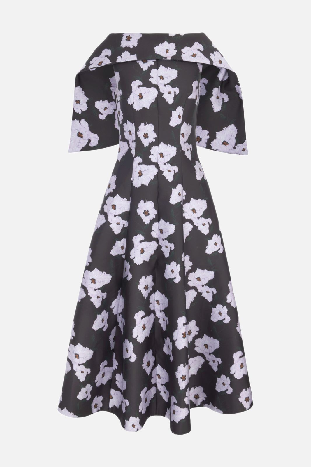 Cyralisse Dress in Chocolate & Lilac Breezy Poppy Mikado