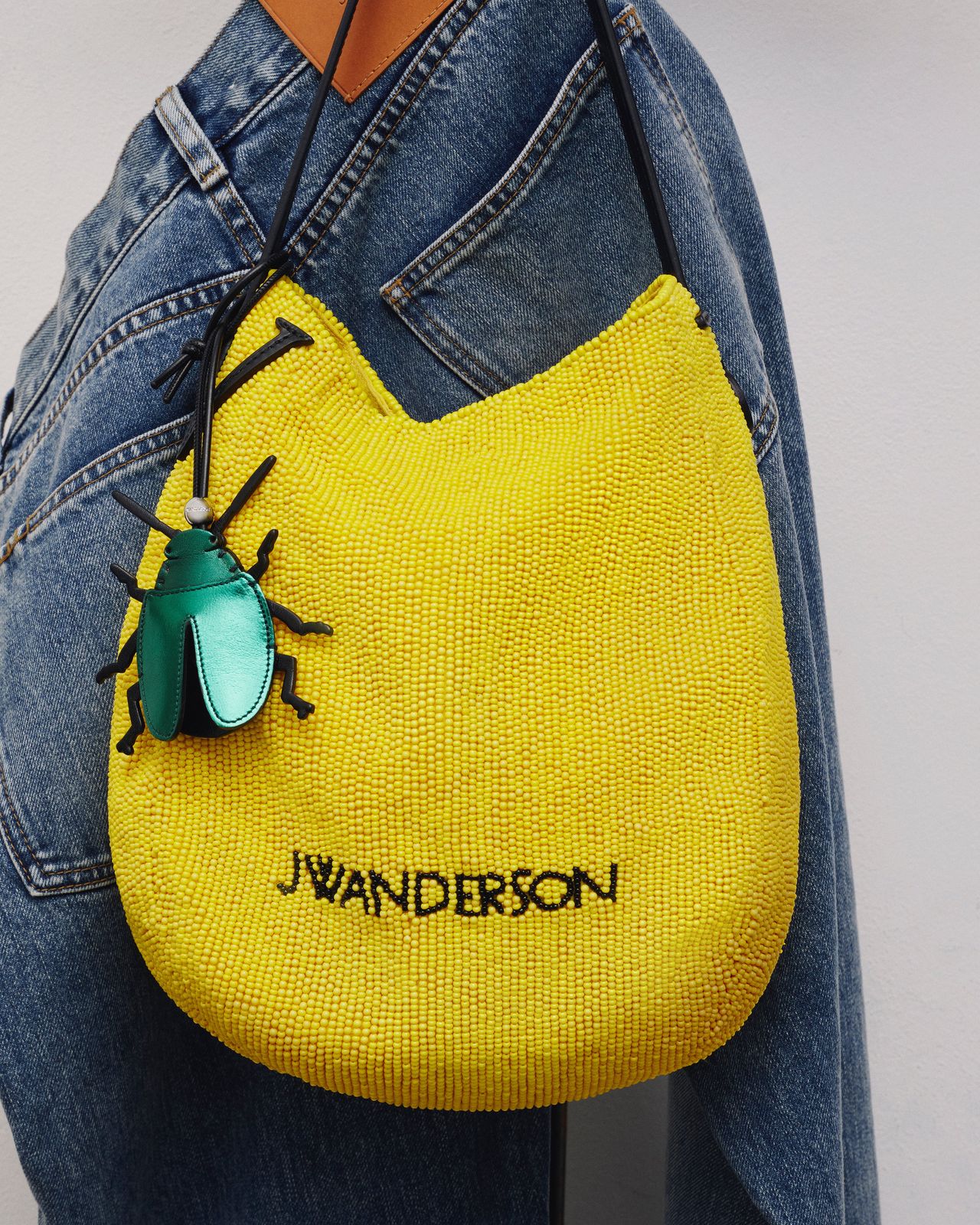 SMALL BEADED BULB BAG IN YELLOW