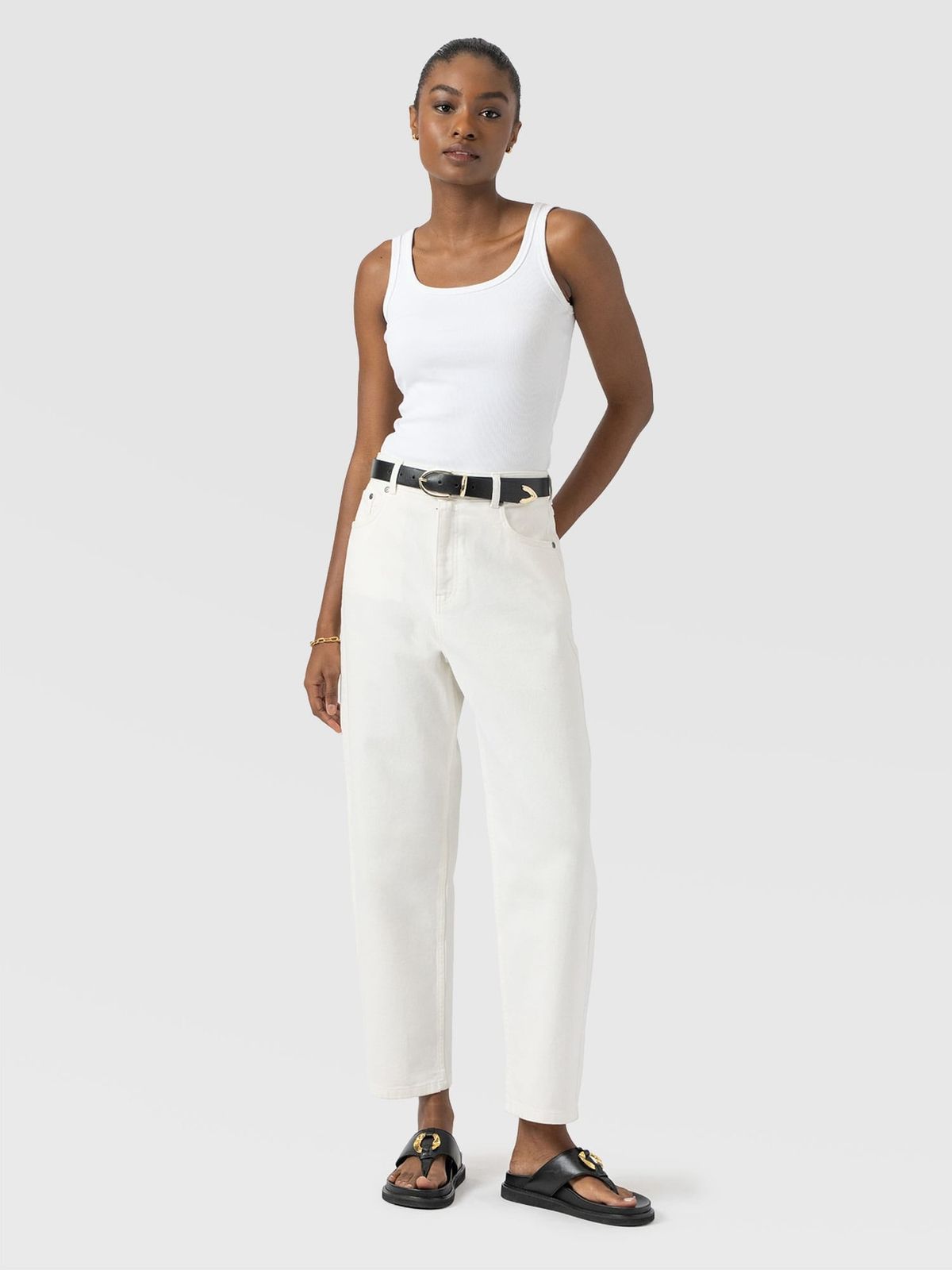 Barrel Leg Jean - White
