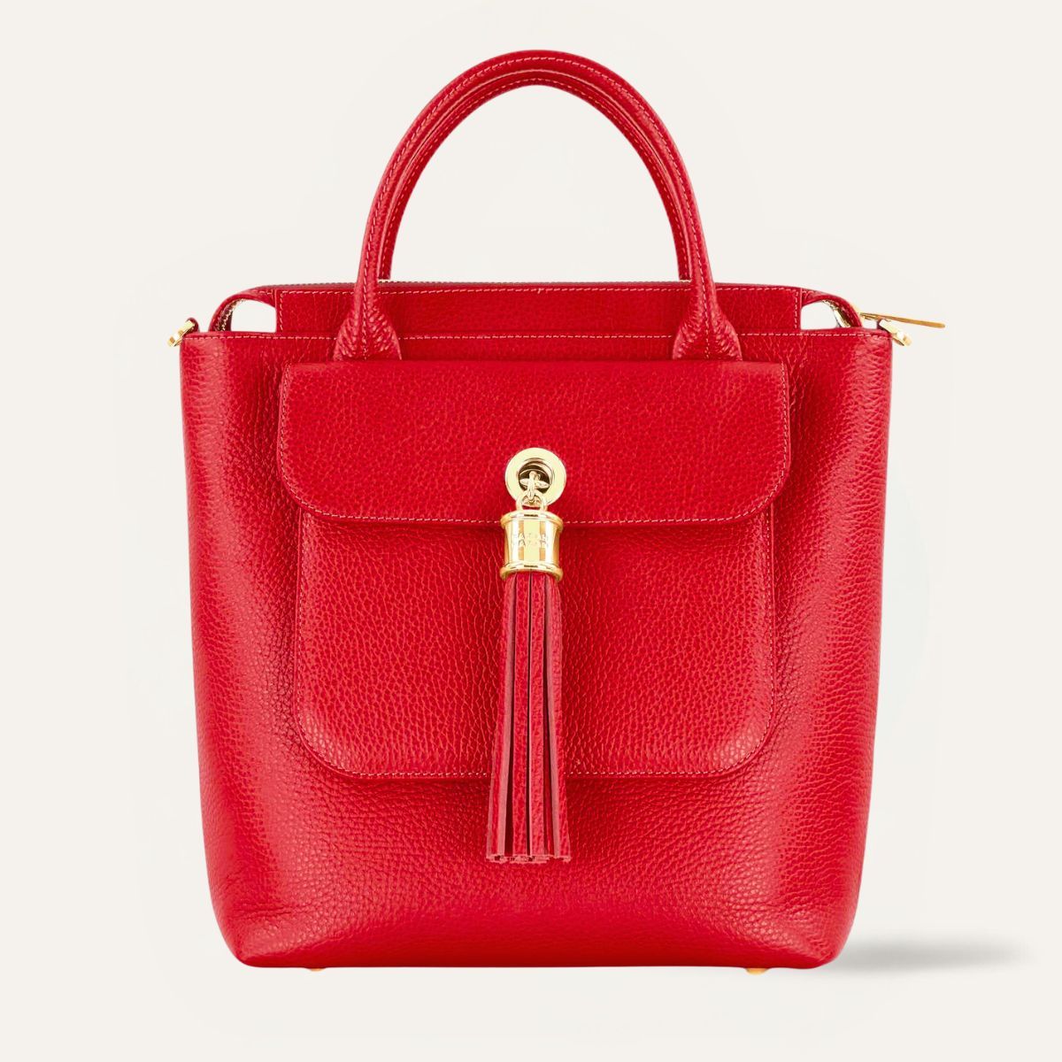 Mini P Backpack | Pillarbox Red with Gold hardware