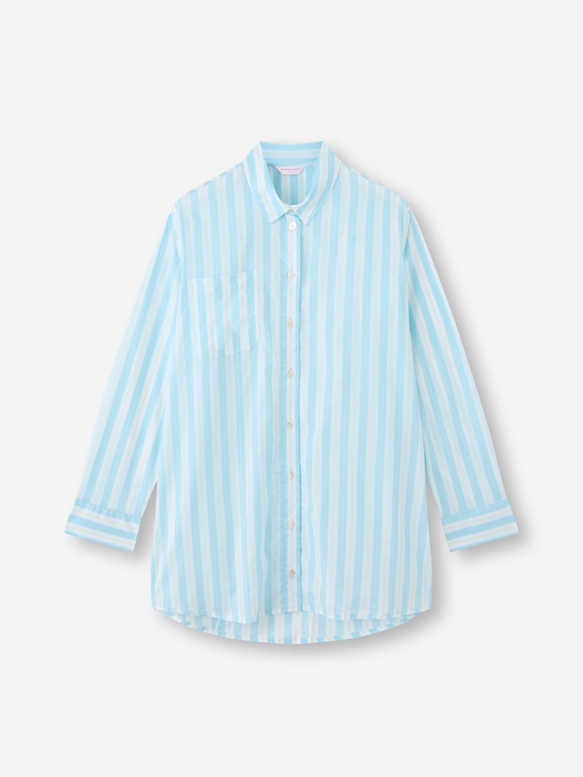Amalfi Cotton Batiste Nightshirt Aqua Blue Stripe