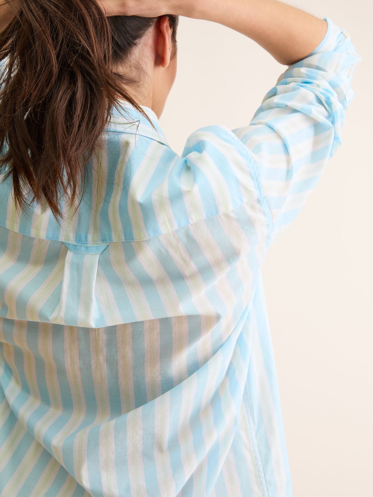 Amalfi Cotton Batiste Nightshirt Aqua Blue Stripe