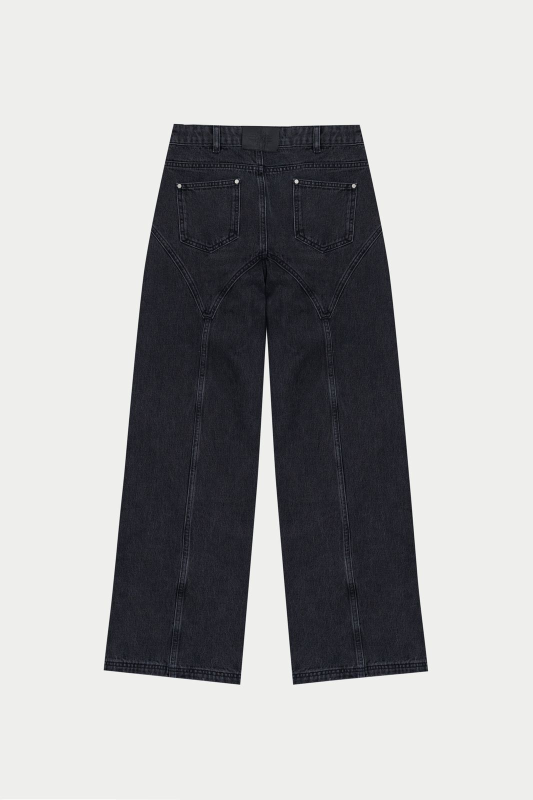 SEAM DETAIL WASHED JEANS - BLACK WASH