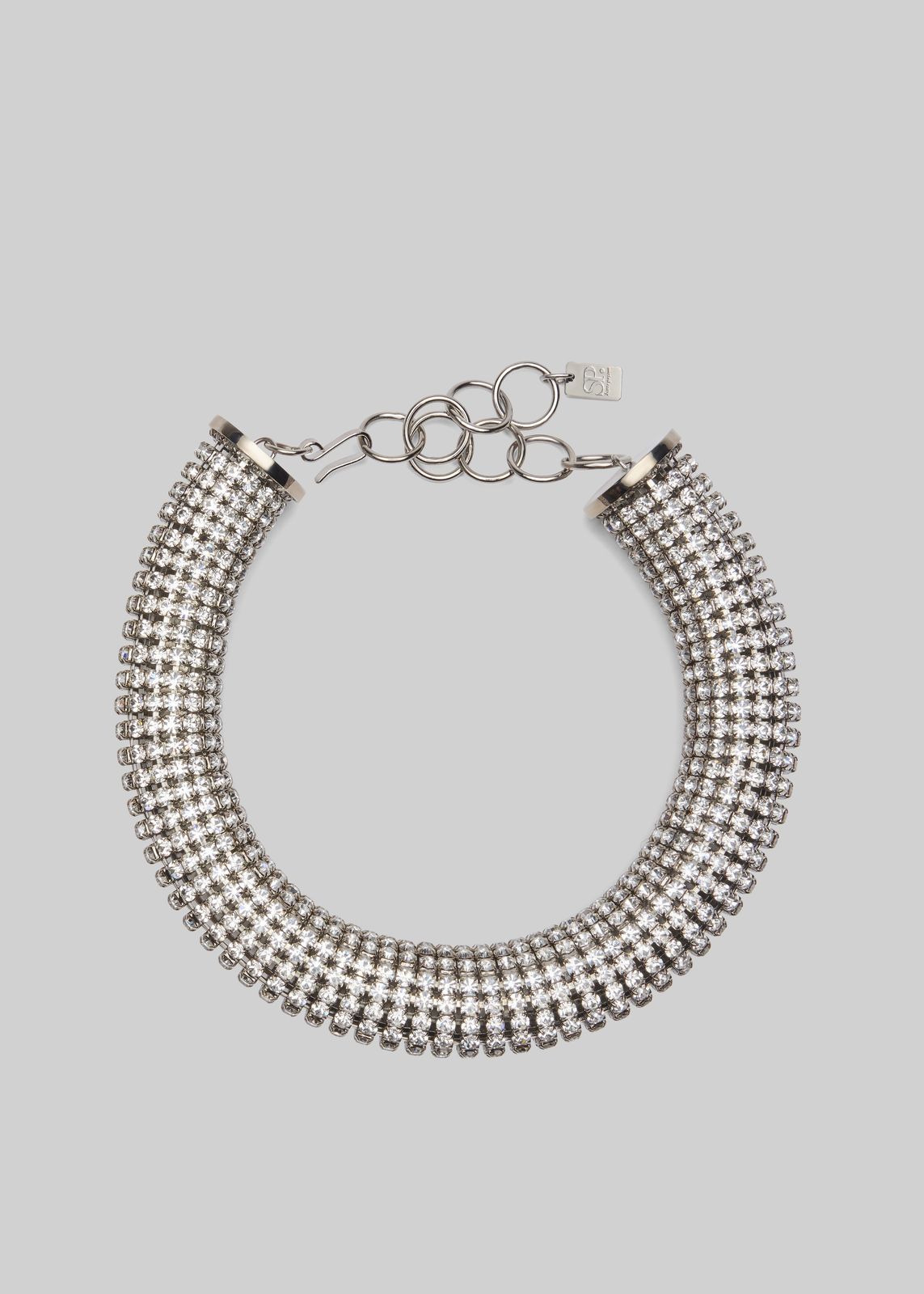 Sharra Pagano Crystal Glow Tubular Necklace - Silver