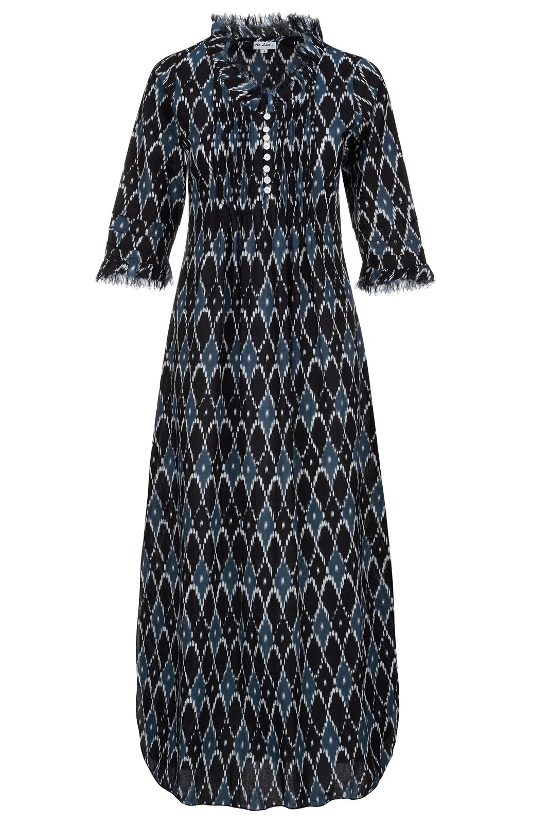 Cotton Annabel Maxi Dress In Black & Grey Diamond