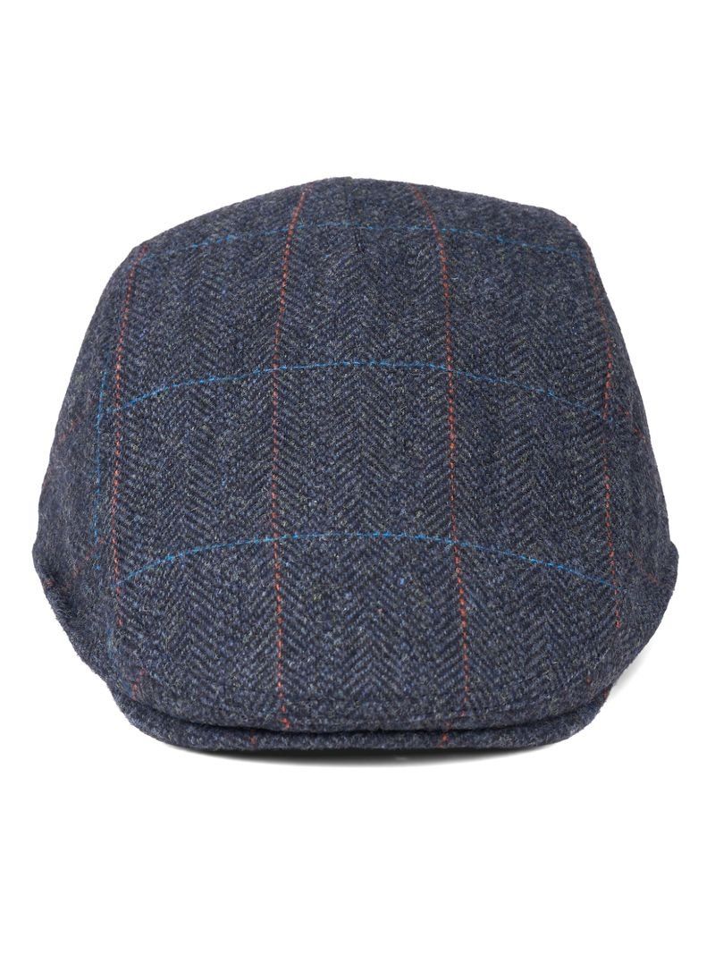 Franco Navy Check Flat Cap