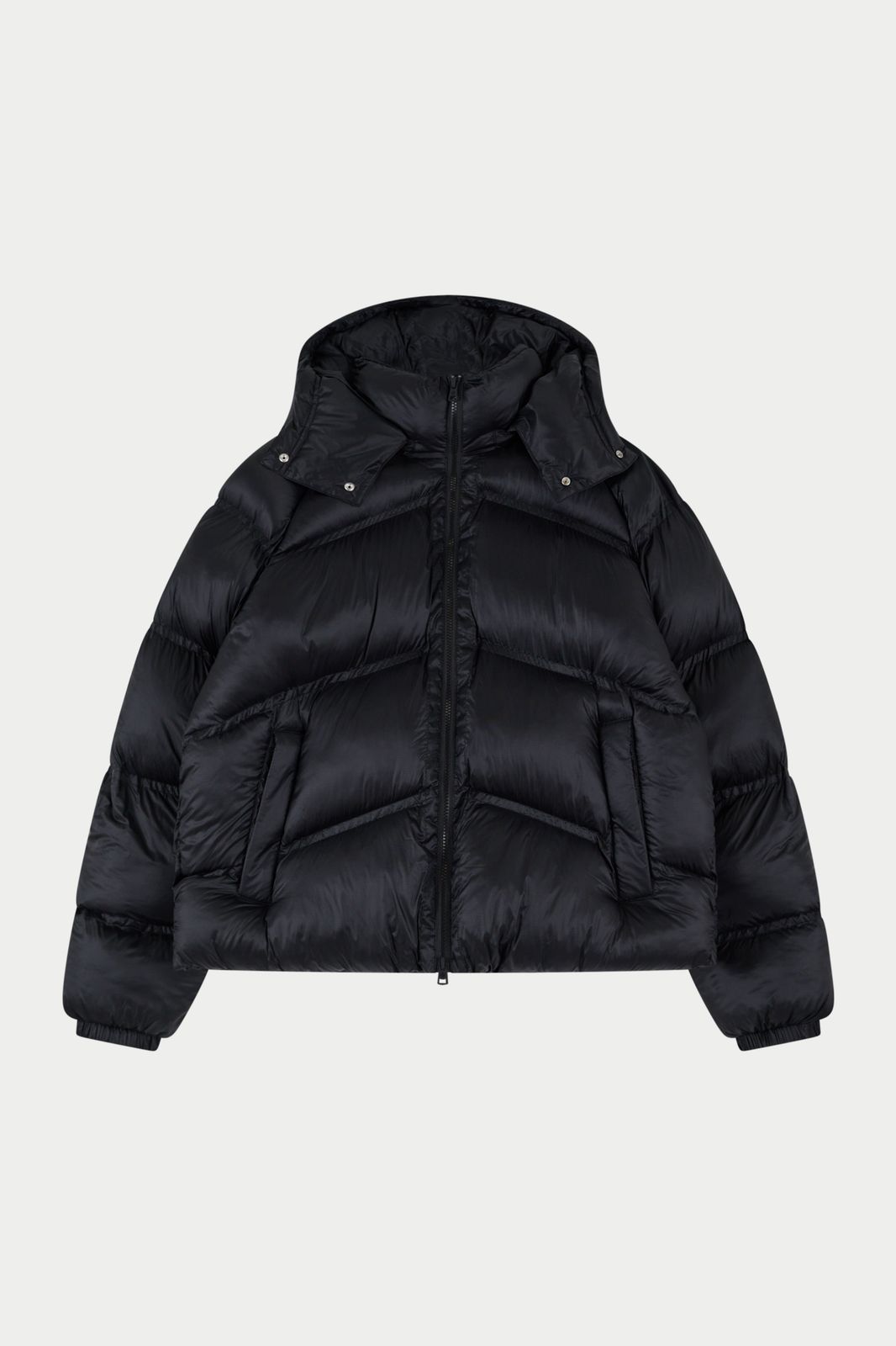 TRANSLUCENT HOODED PUFFER - BLACK