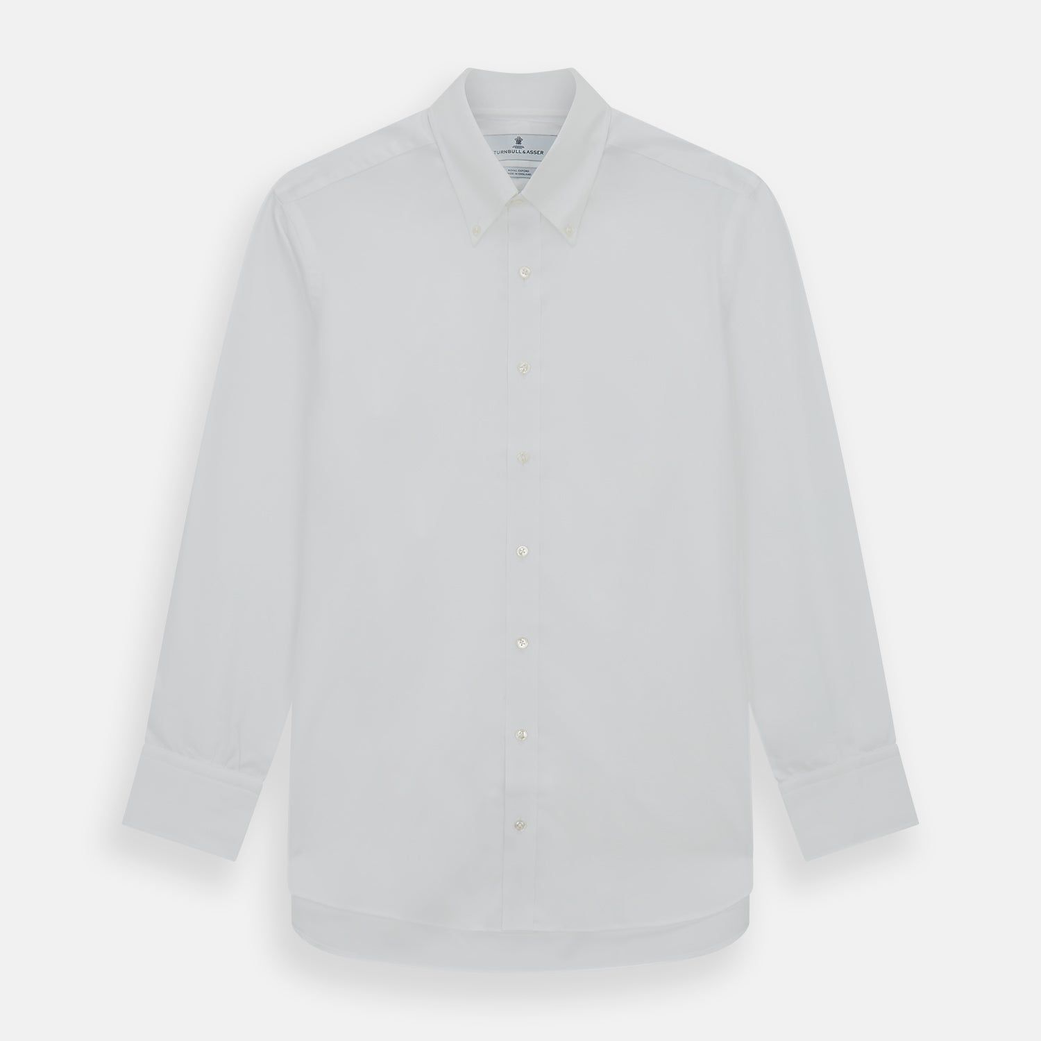 White Royal Oxford Cotton Shirt with Button-Down Collar and 3-Button Cuffs