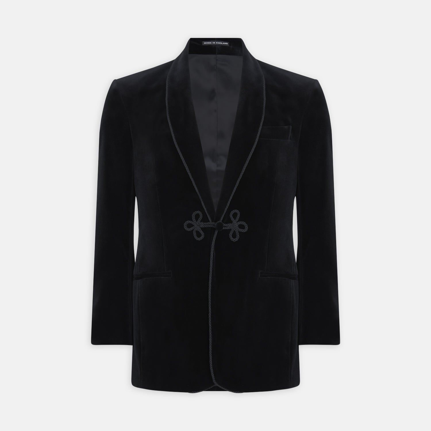Black Single Breasted Velvet Smoking Jacket
