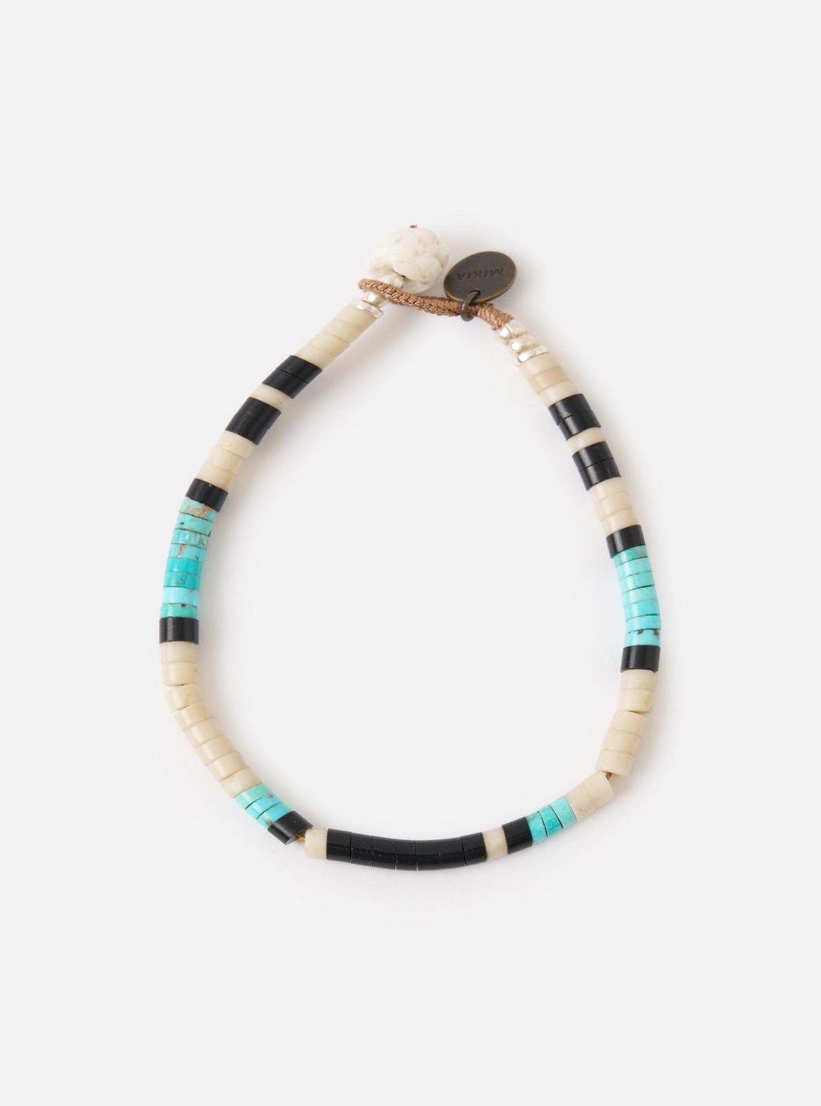Mikia Fossil Jasper/Turquoise Heishi Beads Bracelet
