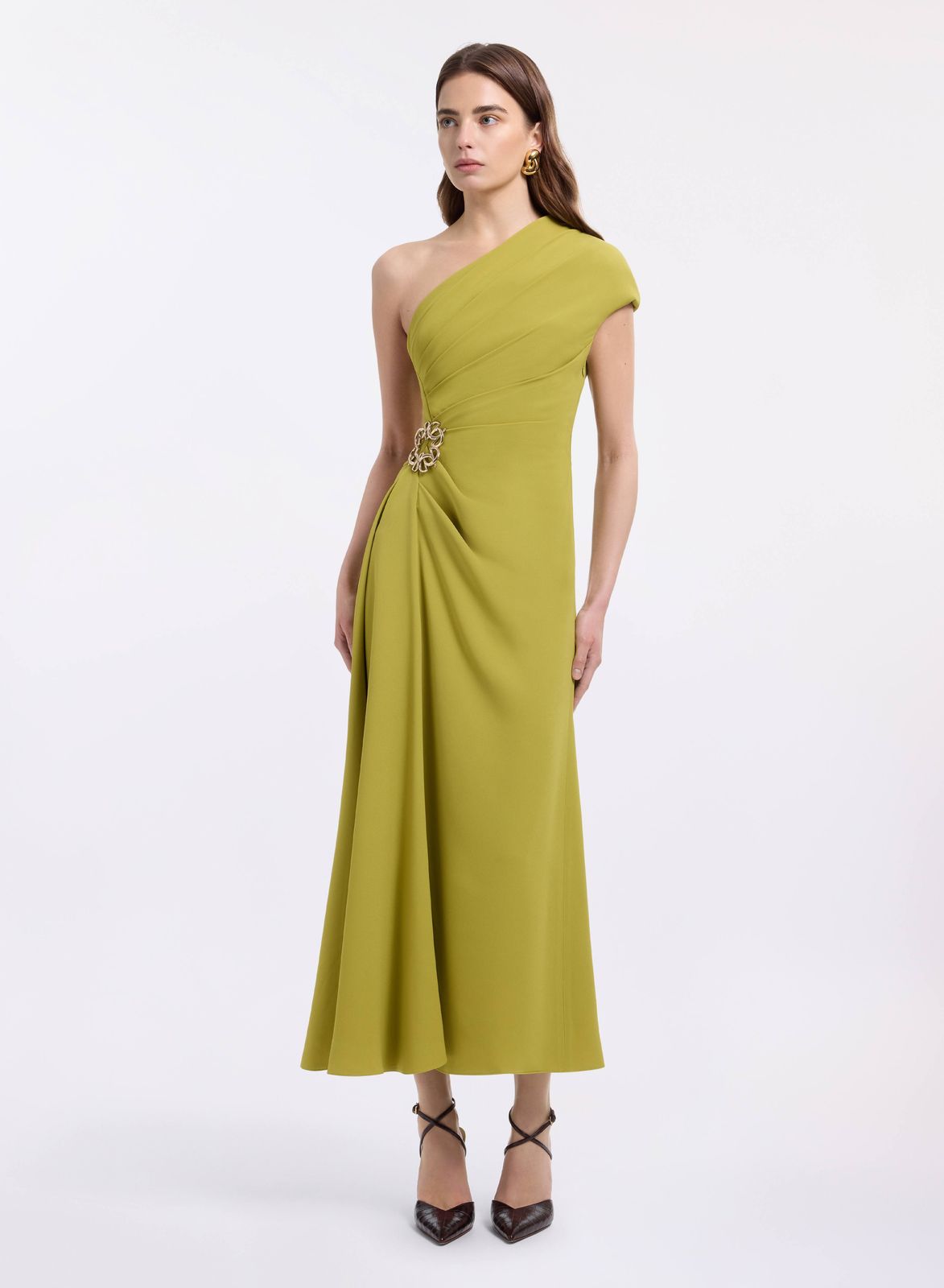 One-Shoulder Cady Midi Dress