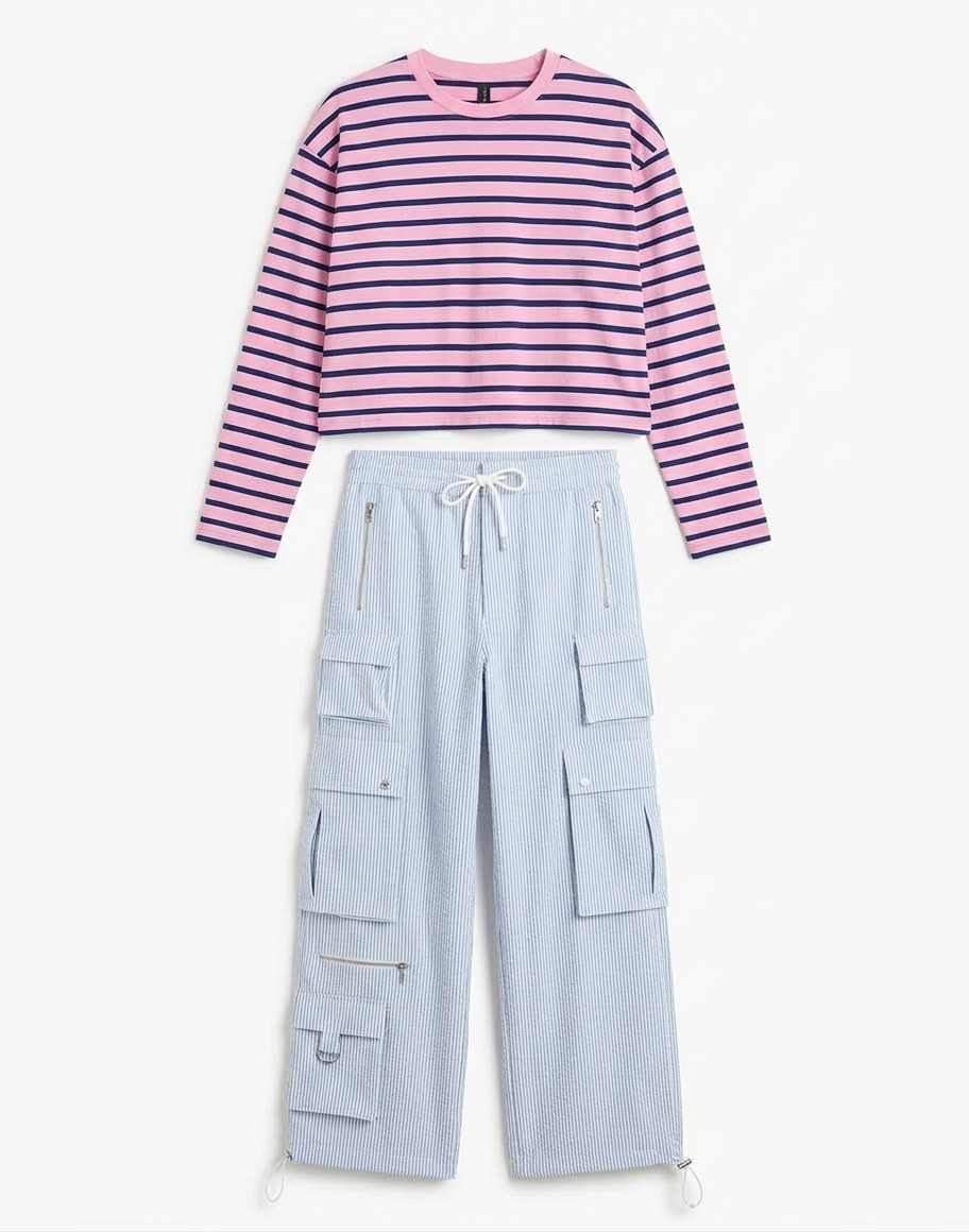 Millie Seersucker Cargo Pants