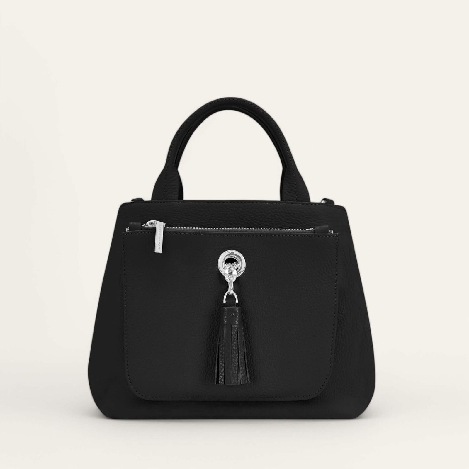 Mini D Tote | Black with Silver hardware