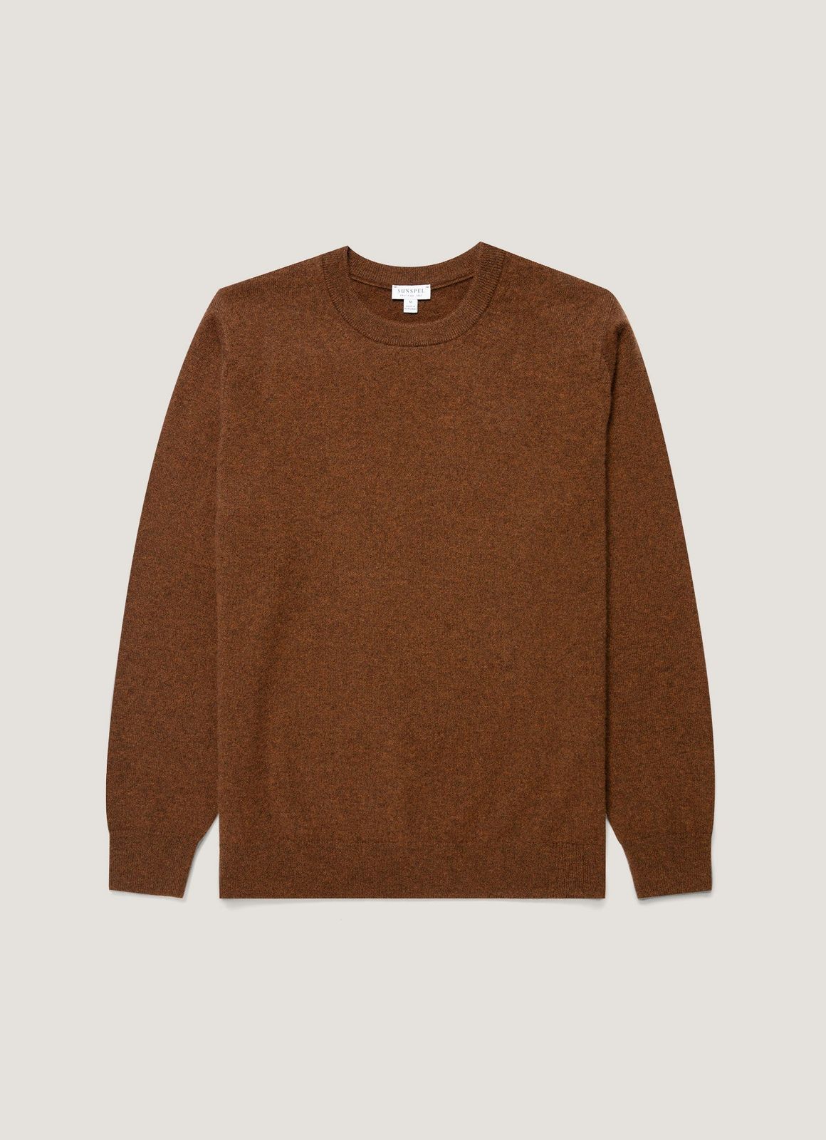 Men's Cashmere Crew Neck Jumper in Chestnut Melange