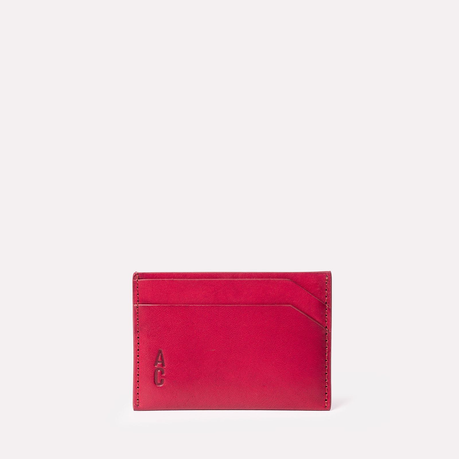 Pete Leather Card Holder in Berry