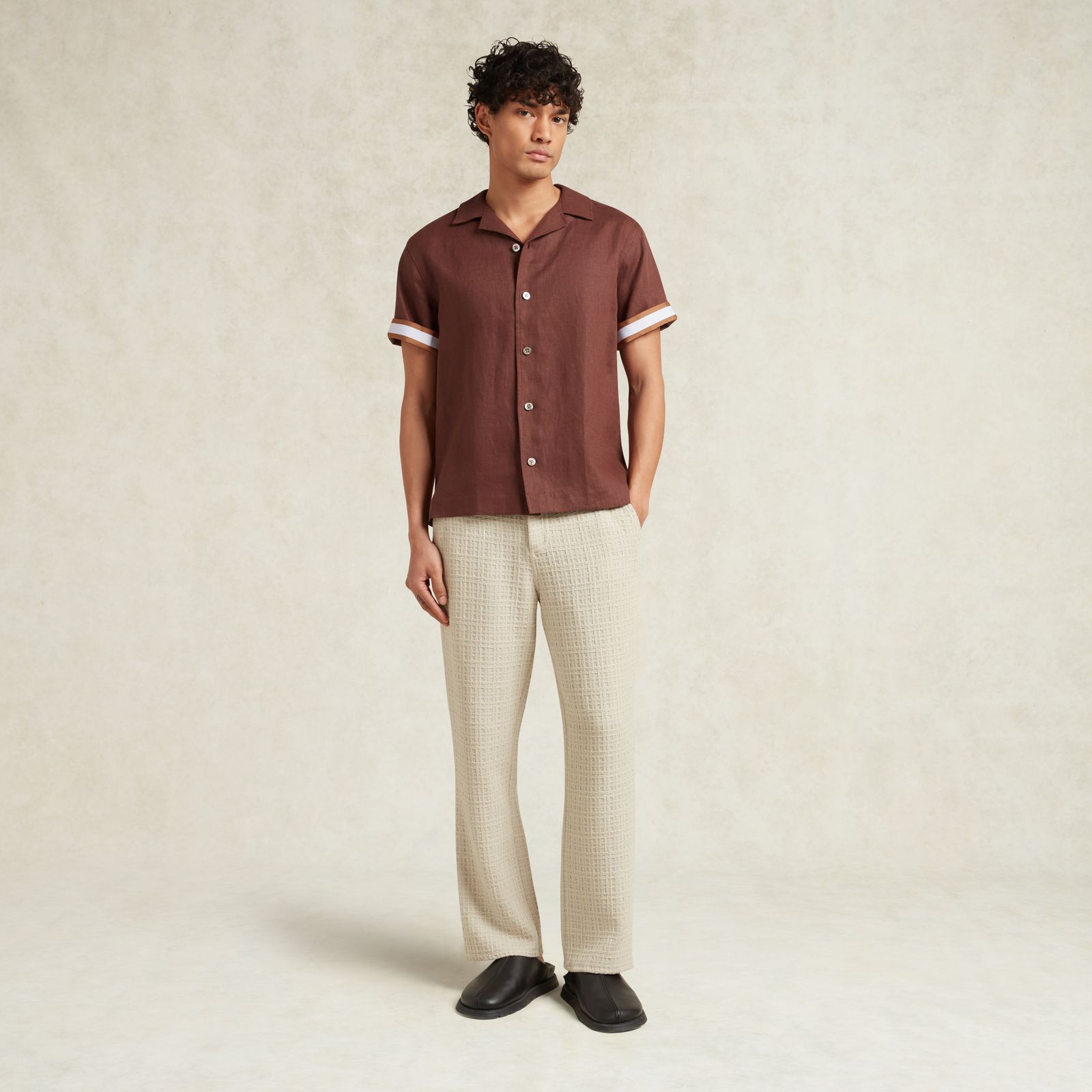 LINEN VALBONNE SHIRT - CHOCOLATE BROWN