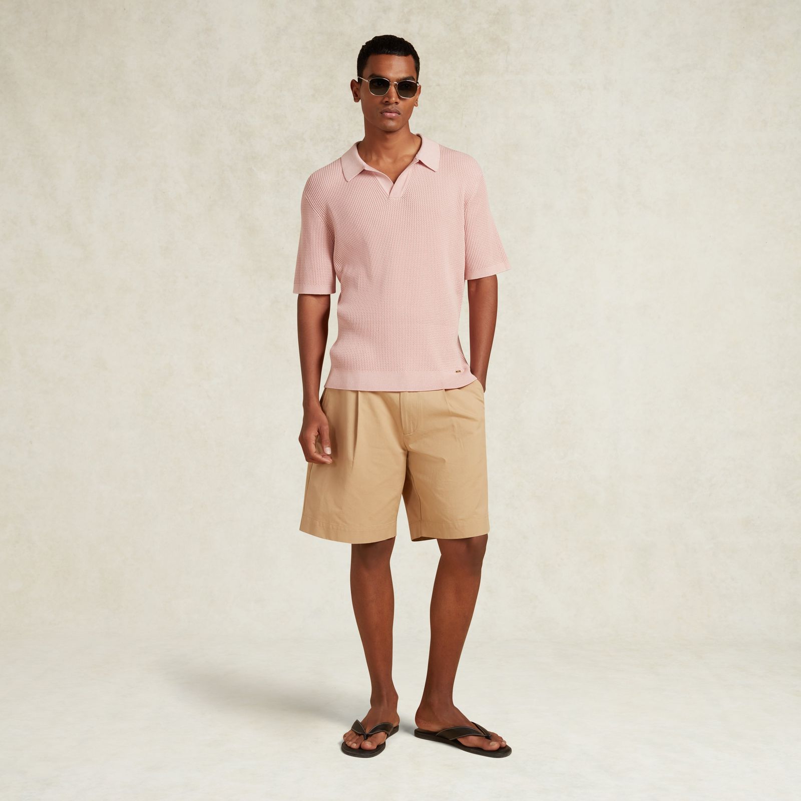 FACUNDO SILK BLEND KNITTED POLO - PINK