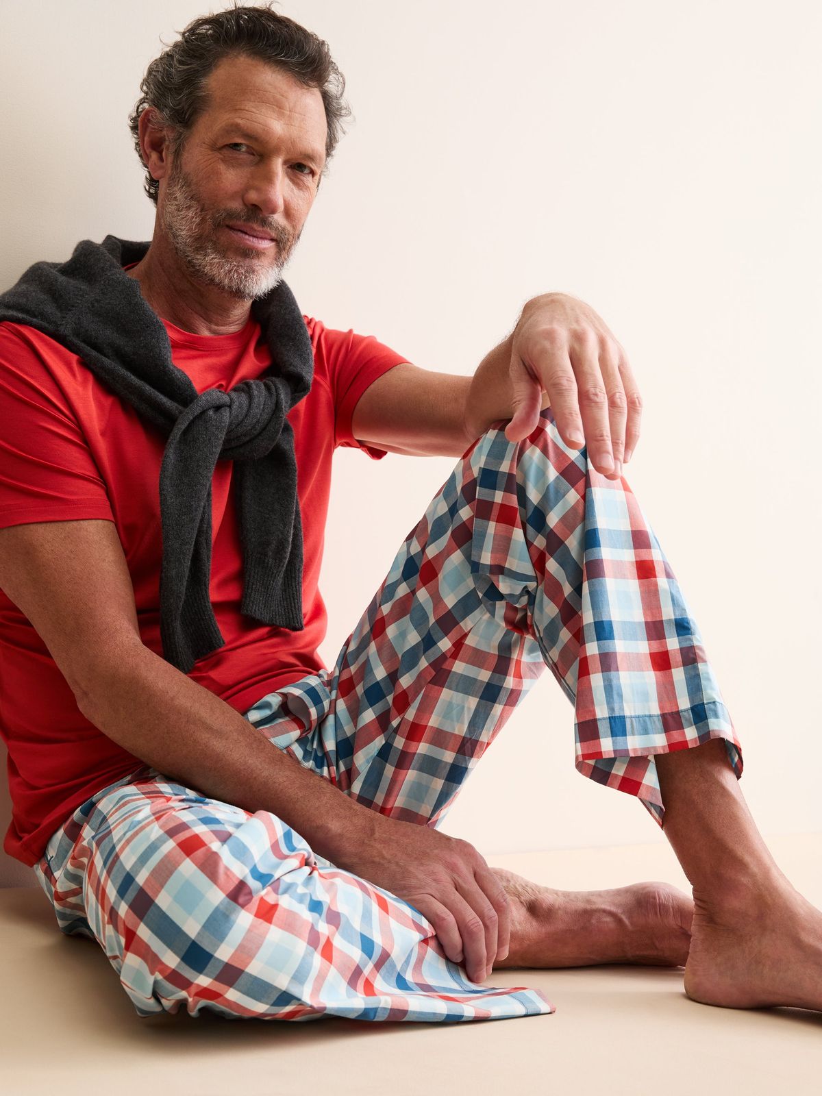 Barker Cotton Lounge Trousers Teal & Red Check