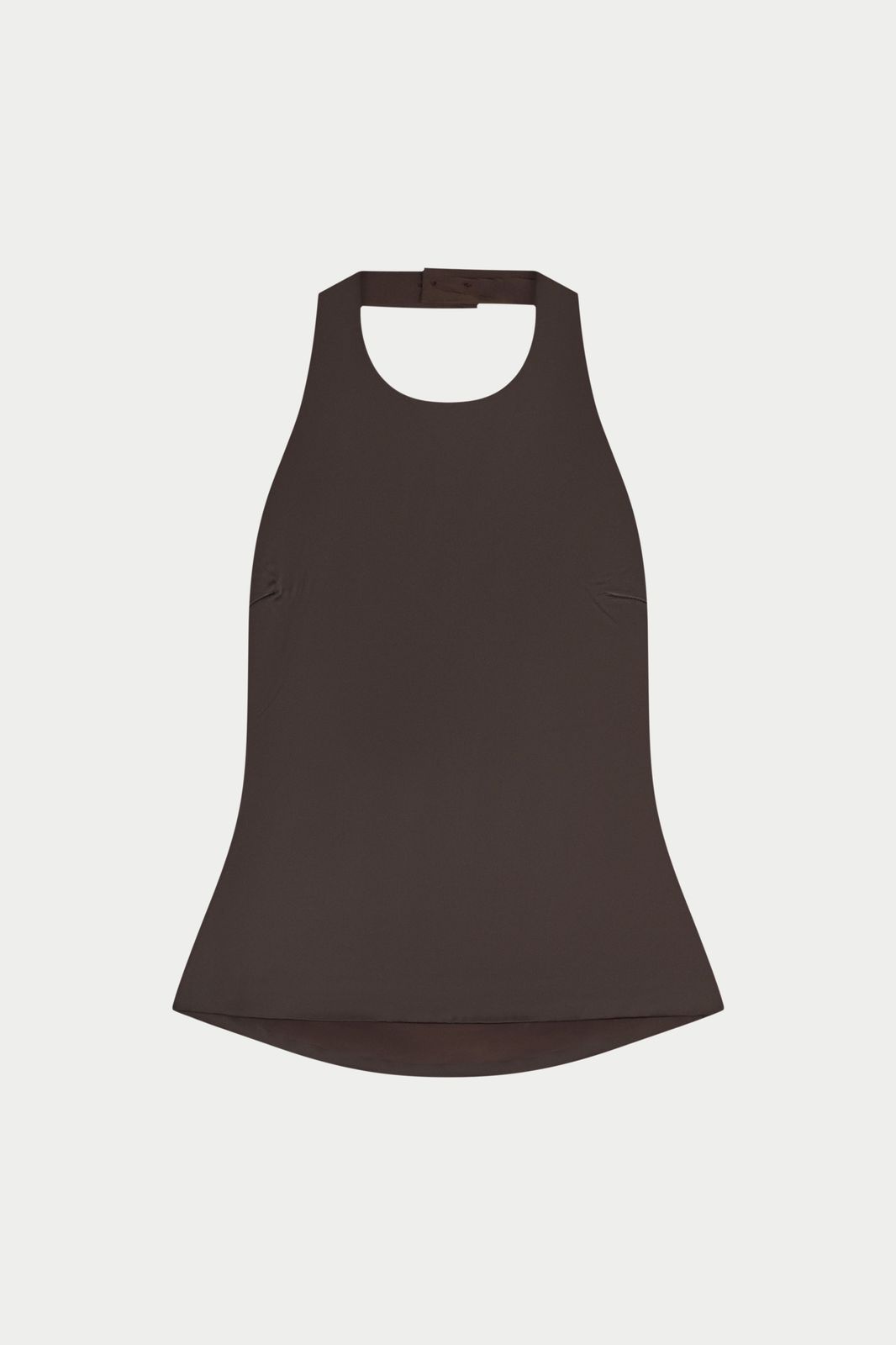 SATIN HIGH NECK TOP - CHOCOLATE