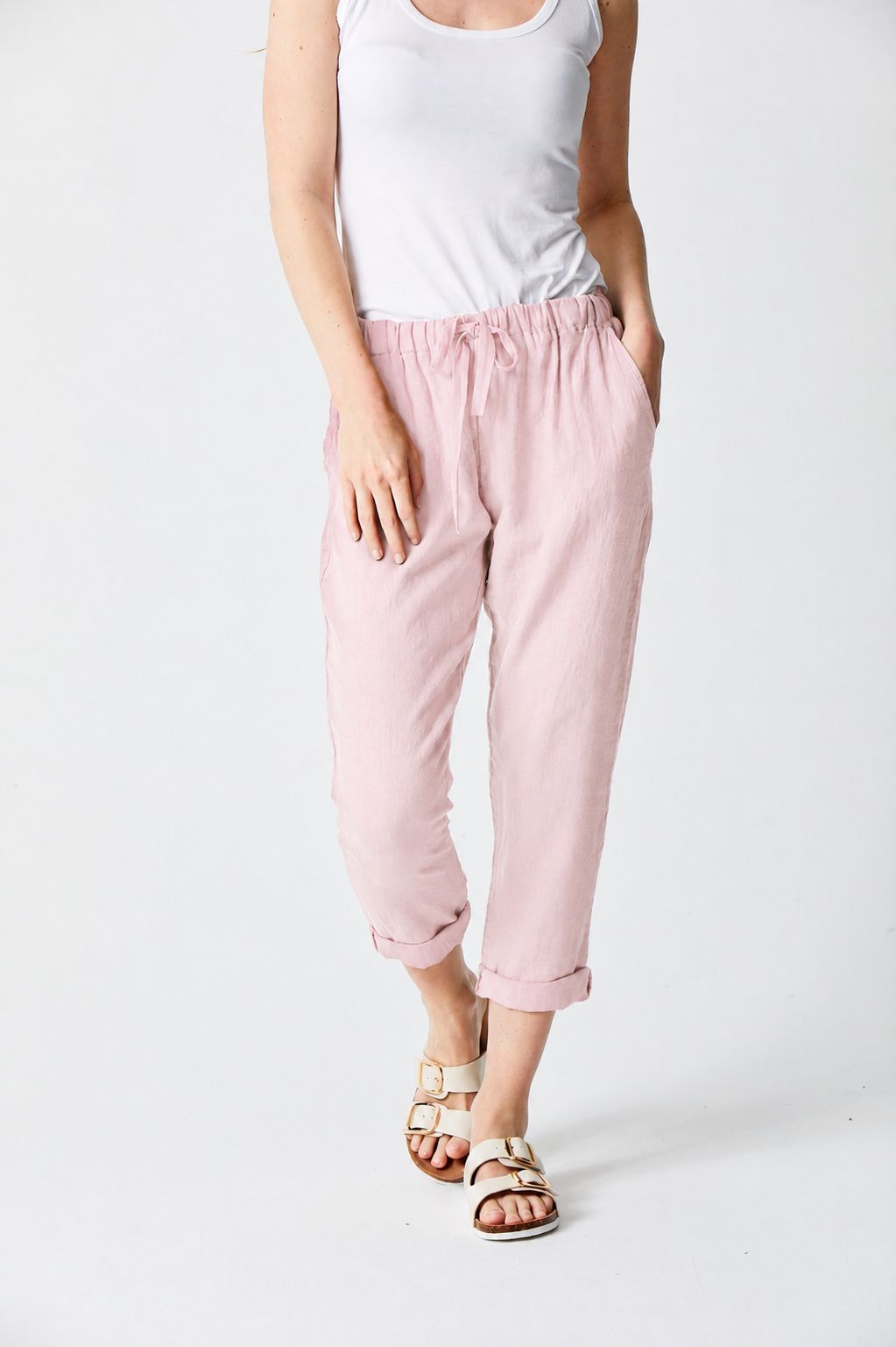 Mikey Linen Drawstring Tapered Pants