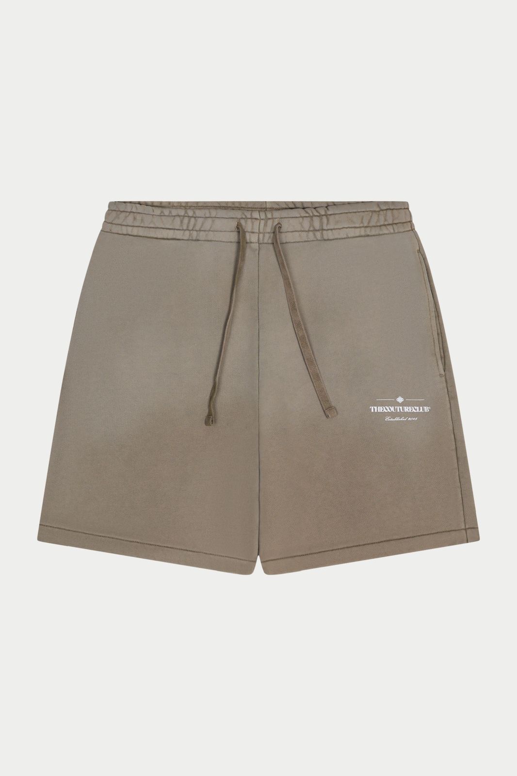 SPRAY WASH COPYRIGHT MULTI GRAPHIC SHORTS - BEIGE