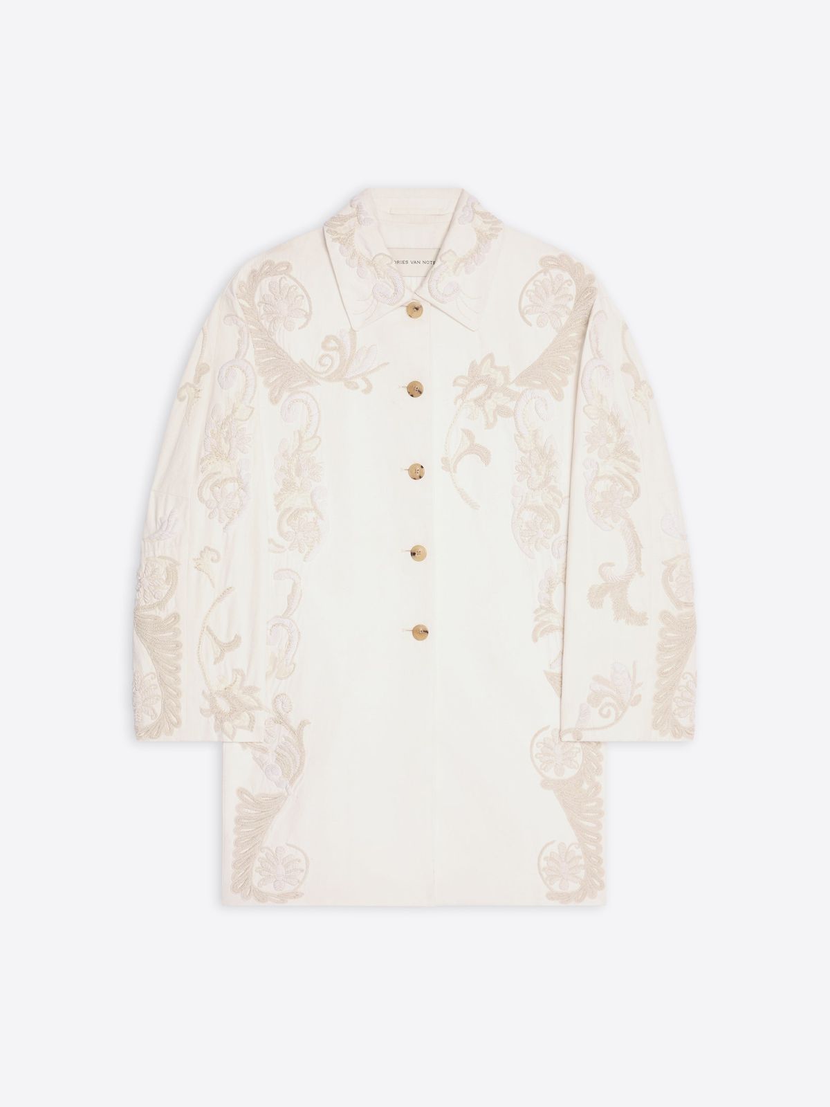 Embroidered A-line coat