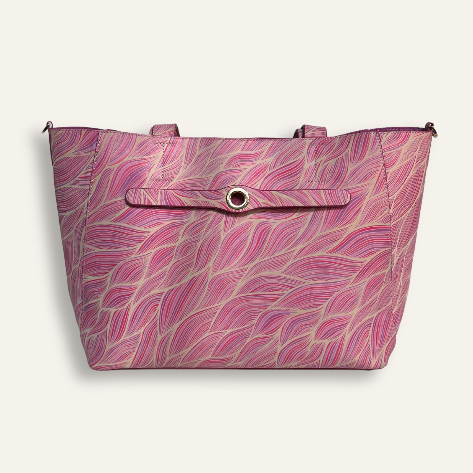 Preloved Sarah Tote | Pink Leaf with Gold hardware