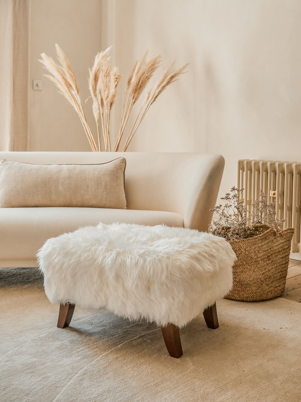 Sheepskin Stool - Pure White
