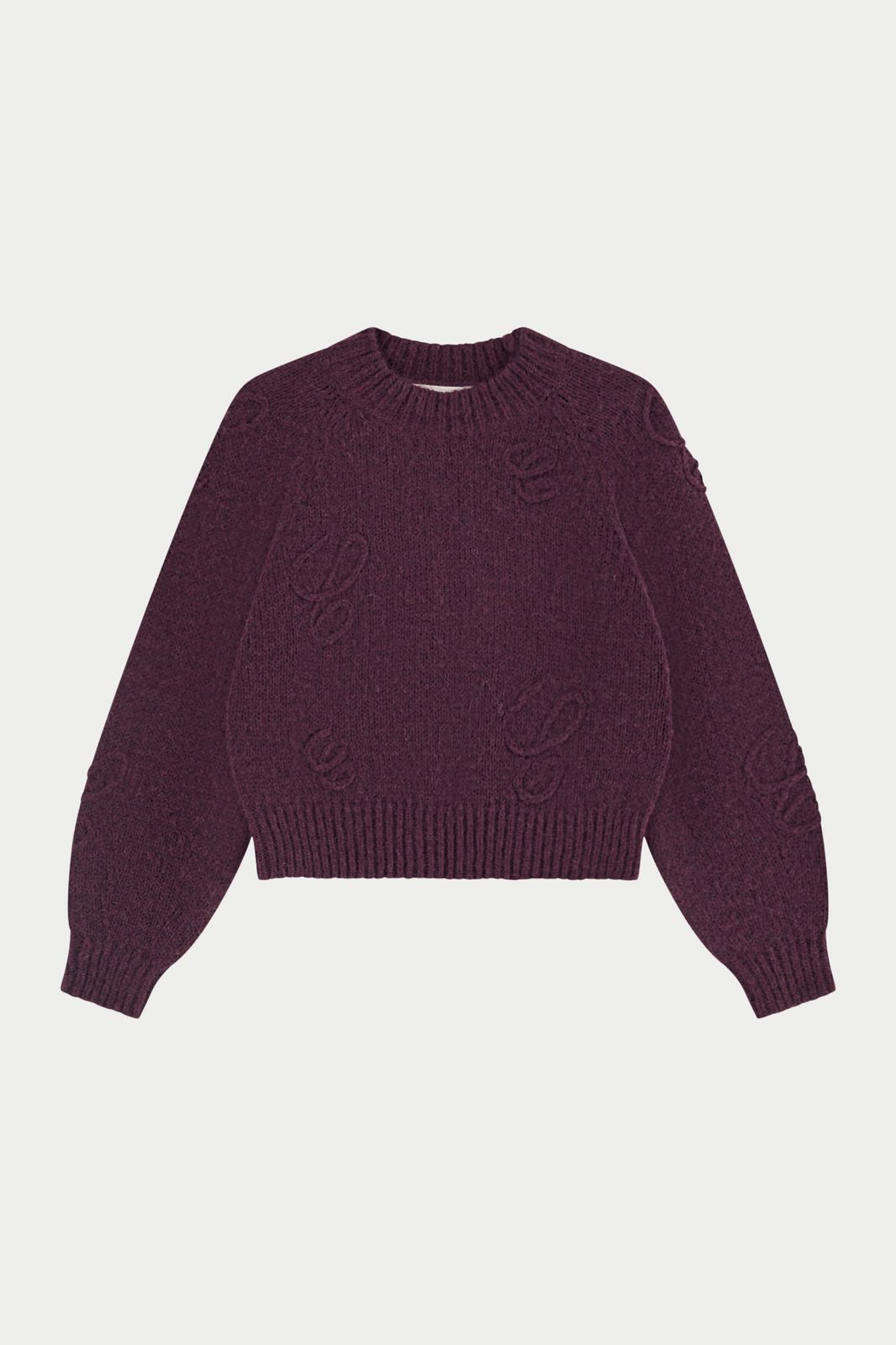 C SCRIPT EMBROIDERED OVERSIZED EMBLEM JUMPER - PLUM
