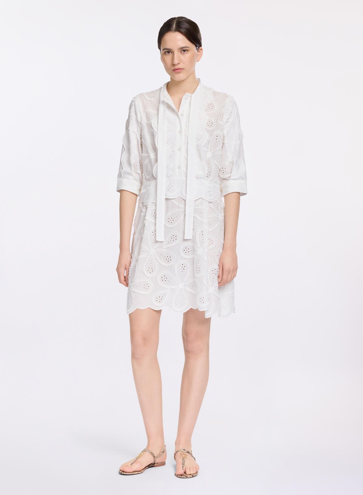 Embroidered Cotton Short Dress