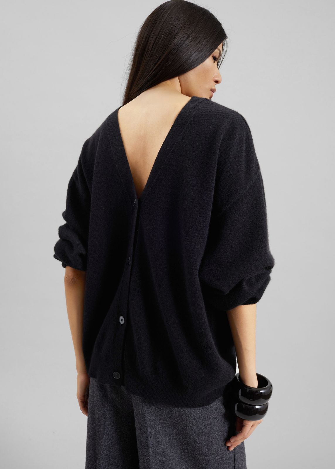 Lachen Double-Sided Wool Cardigan - Black
