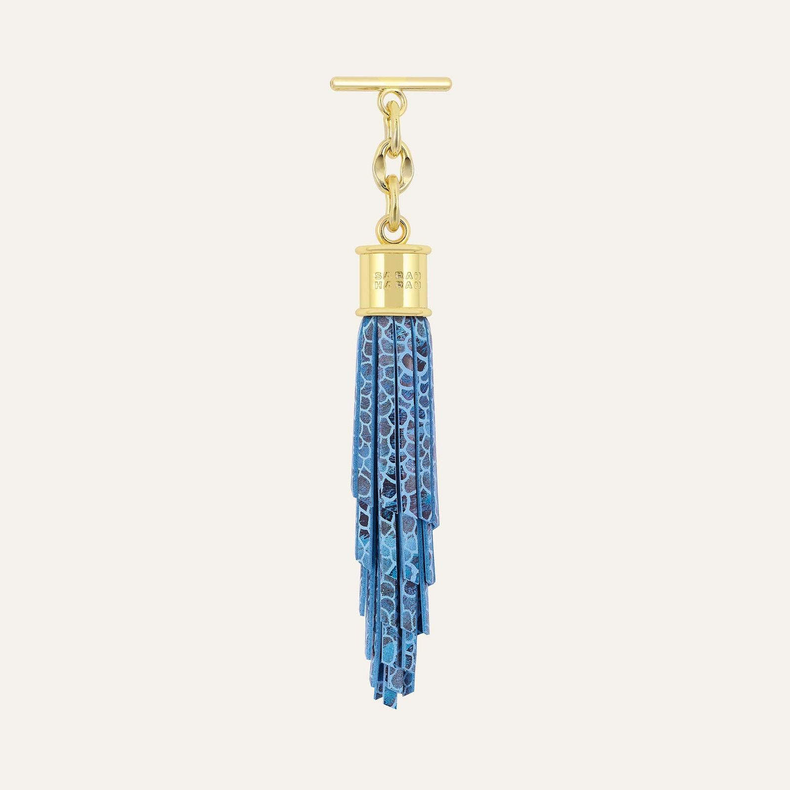 Feather Capsule Tassel Mini | Blue Mosaic with Gold hardware
