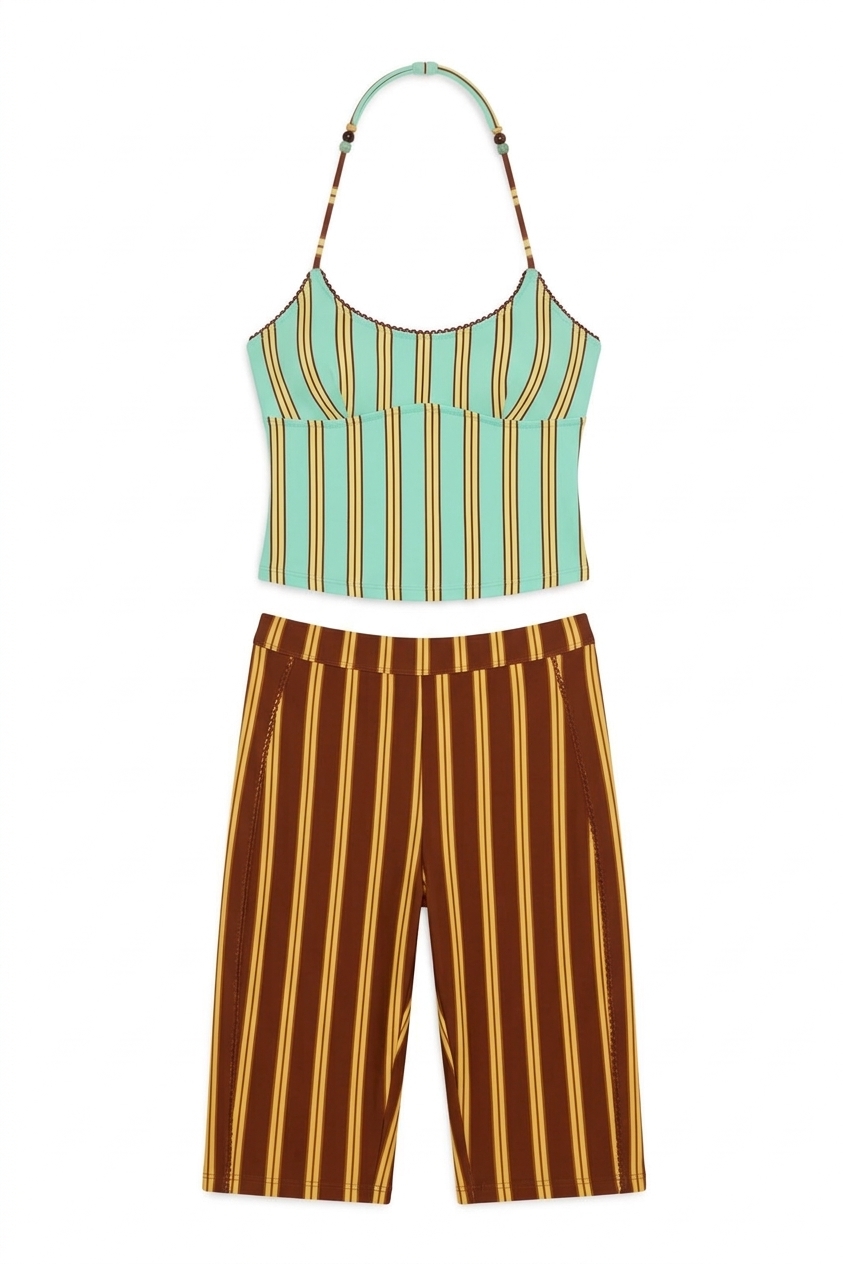 Trudi Tankini Top - Mint Stripe Print