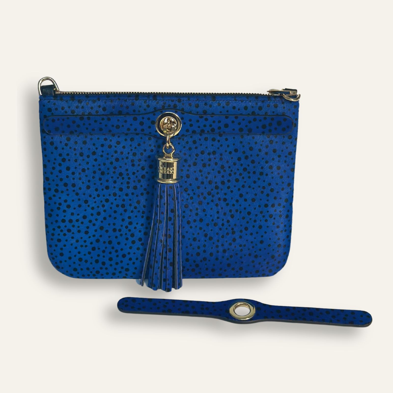 Preloved Ivy Clutch | Blue Spot with Gold hardware