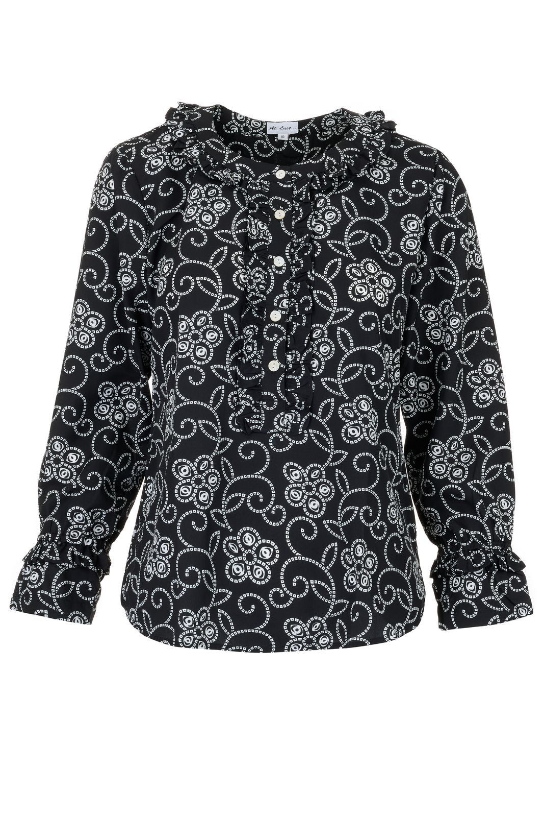 Meg Shirt In Black & White Floral